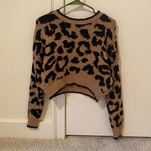 Hollister Cheetah Print Cropped Sweater